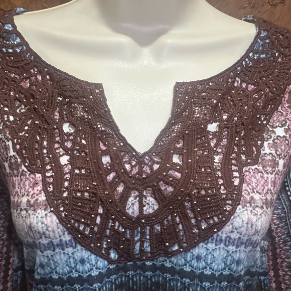 NWT SIZE M ONE WORLD Women's Multicolor Striped Tunic - Picture 3 of 9